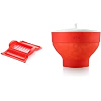 Los mejores  - Lékué - Estuche de vapor con bandeja- 1-2 personas- color rojo + Recipiente para cocinar Palomitas- Rojo- 20 cm
